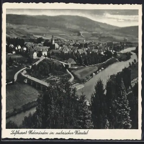AK Hedemünden /Werratal, Ortsansicht mit Fluss