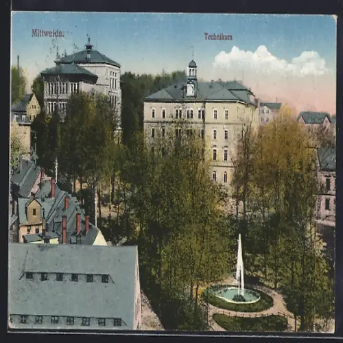 AK Mittweida, Technikum und Springbrunnen