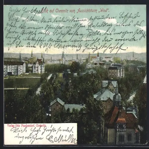 AK Chemnitz, Blick vom Aussichtsturm Wind
