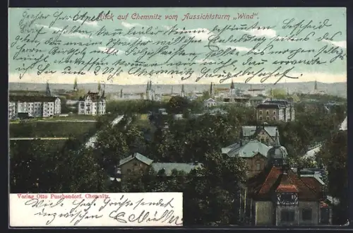 AK Chemnitz, Blick vom Aussichtsturm Wind