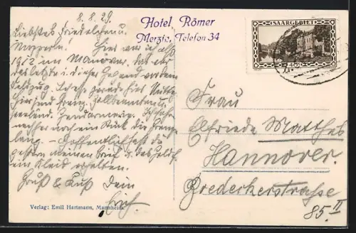 AK Merzig, Ortsansicht vom Kreuzberg