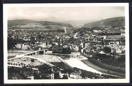 AK Saarbrücken, Ortsansicht mit Fluss