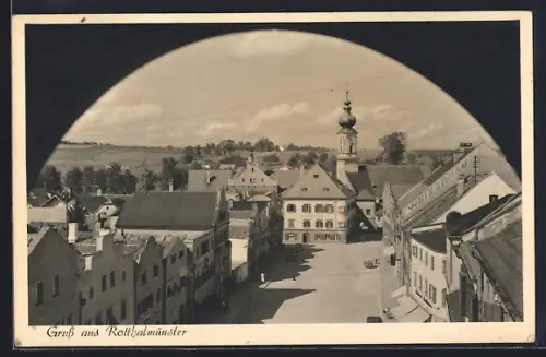 AK Rotthalmünster, Marktplatz mit Kirche
