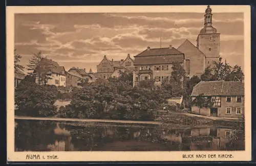 AK Auma i. Thür., Blick nach der Kirche