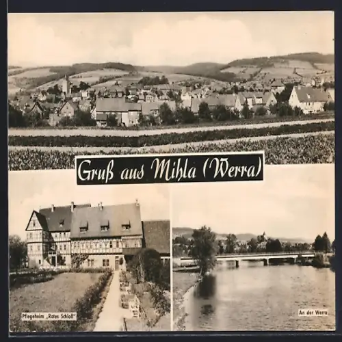 AK Mihla /Werra, Ortsansicht, Pflegheim Rotes Schloss, An der Werra