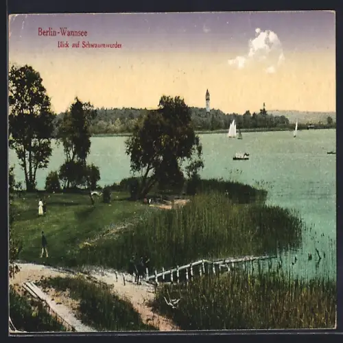 AK Berlin-Wannsee, Blick auf Schwanenwerder