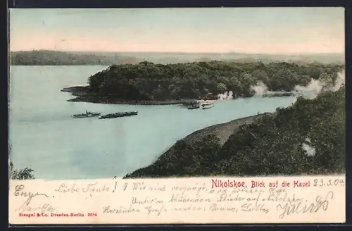 AK Berlin-Wannsee, Nikolskoe, Blick auf die Havel