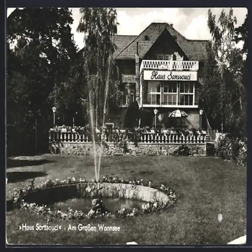 AK Berlin-Wannsee, Restaurant und Cafe Haus Sanssouci, Inh. Th. Berner u. W. Pollwitt