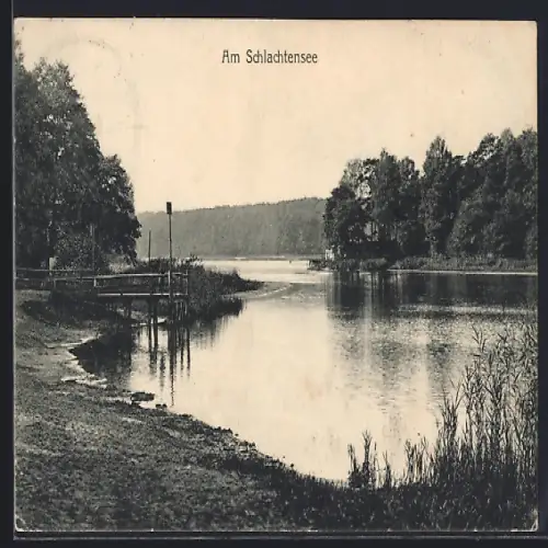 AK Berlin-Schlachtensee, Uferpartie mit Steg