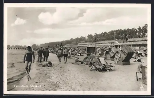AK Berlin-Wannsee, Badestrand mit Strandkörben