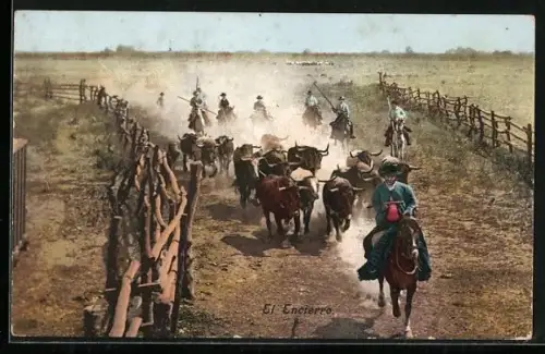 AK El Eneierro, Cowboys treiben Stiere einen Weg entlang