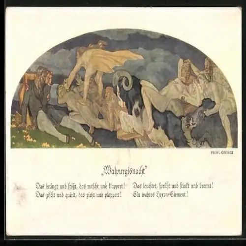 Künstler-AK Leipzig, Auerbach`s Keller, Walpurgisnacht, Faust