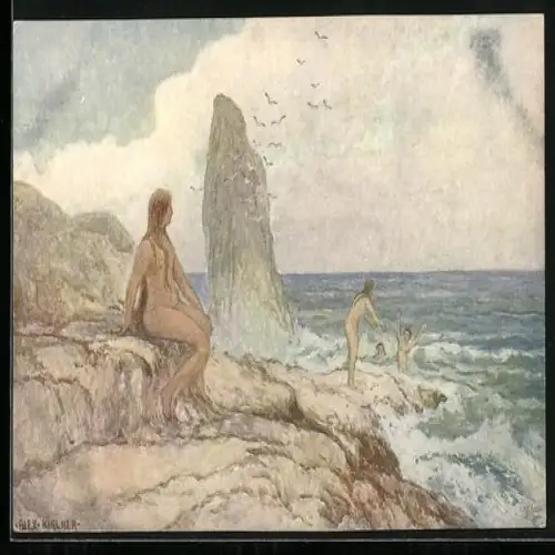 Künstler-AK Alexander Kircher: Badende Nymphen