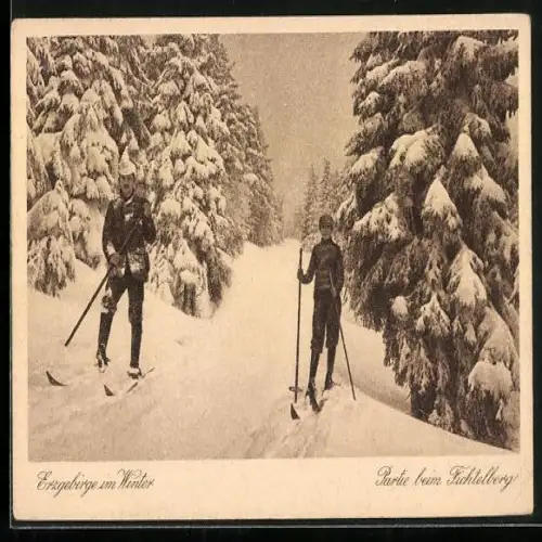 AK Skifahrer im Erzgebirge