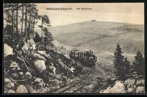 AK Die Brockenbahn am Eckerloch