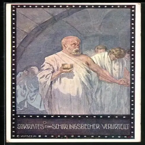 Künstler-AK Ernst Kutzer: Im Zeichen der Religion, Sokrates zum Schirlingsbecher Verurteilt