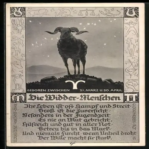 AK Sternzeichen Widder, Charaktereigenschaften der Widder-Menschen