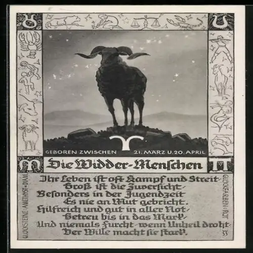 AK Sternzeichen Widder, Charaktereigenschaften der Widder-Menschen