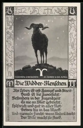 AK Sternzeichen Widder, Charaktereigenschaften der Widder-Menschen