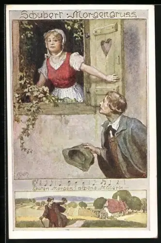 AK Lied Morgengruss des Musikers Franz Schubert