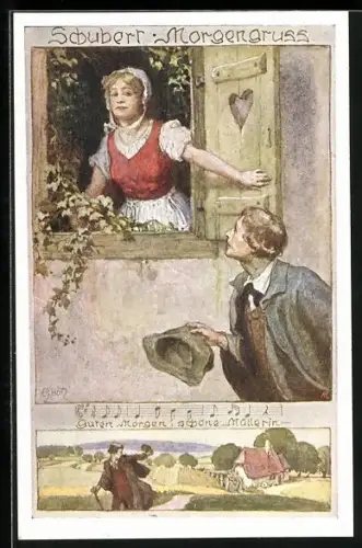 AK Lied Morgengruss des Musikers Franz Schubert