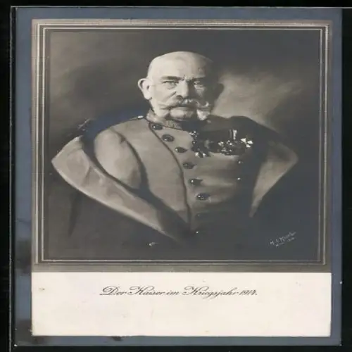 Künstler-AK Der Kaiser Franz Josef I. von Österreich im Kriegsjahr 1914