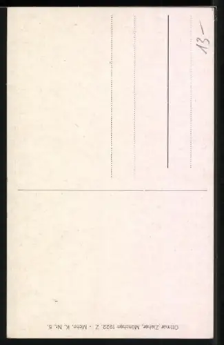 Künstler-AK Münchner Kindl mit Bierkrug in der Hand