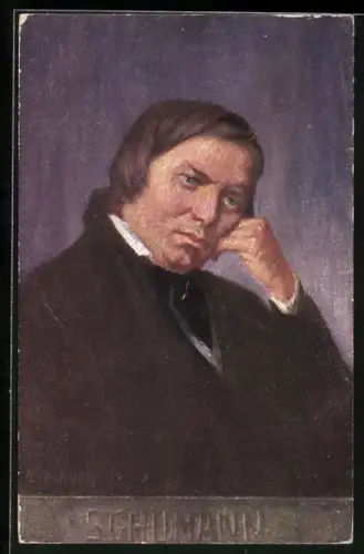 AK Robert Schumann stützt sich nachdenklich auf den Arm