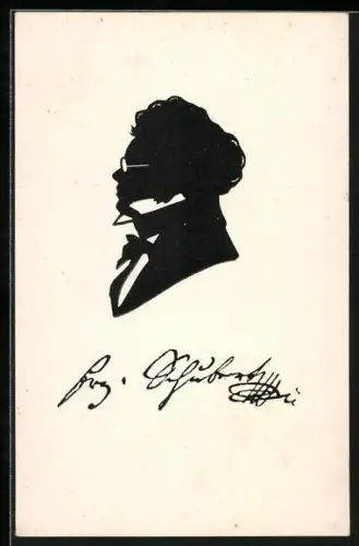 AK Scherenschnitt vom Komponisten Schubert