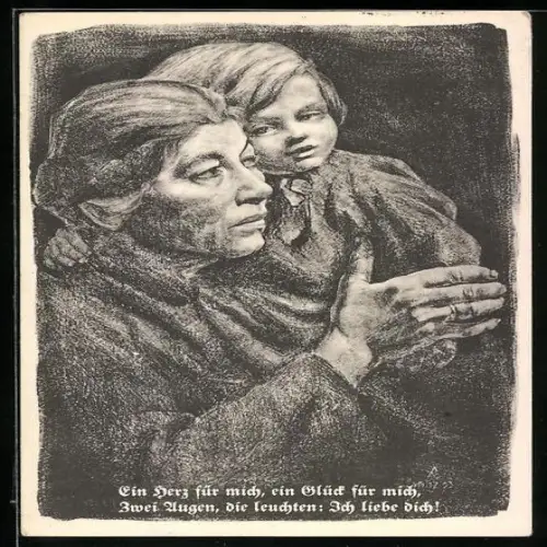 AK Bildnis einer Mutter mit ihrem Kind, Spruch