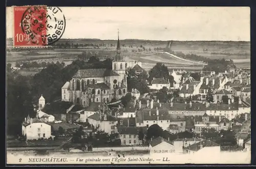 AK Neufchâteau, Vue générale vers l`Église Saint-Nicolas