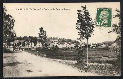 AK Trémonzey /Vosges, Route de la Gare de Bains