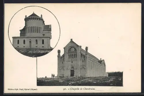 AK Chantraine, Chapelle de Chantraine avec vue détaillée de la facade et de l`architecture circulaire