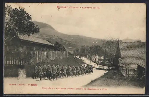 AK Bussang /Vosges, Rentrée au Quartier d`une section de Chasseurs à pied