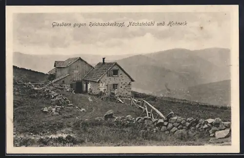 AK Sulzern, Bauernhof Glasborn gegen Reichsackerkopf, Nächstebühl und Hohneck