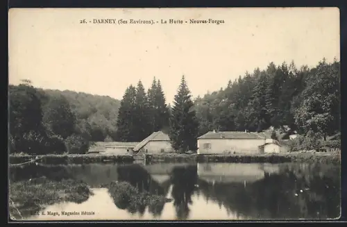 AK Darney, La Hutte, Neuves-Forges, Vue sur l`étang et les bâtiments forestiers