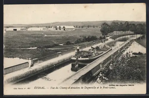 AK Épinal, Vue du Champ d`Aviation de Dogneville et le Pont-canal