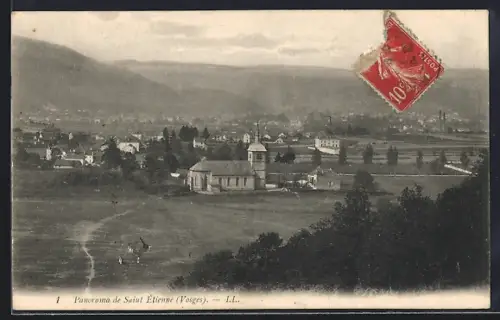 AK Saint Étienne /Vosges, Panorama de Saint Étienne et des montagnes environnantes