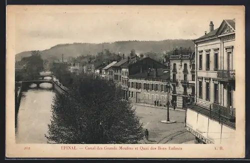 AK Épinal, Canal des Grands Moulins et Quai des Bons Enfants