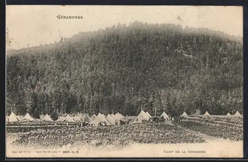 AK Gérardmer, Camp de la Circonscrite devant la forêt et les montagnes