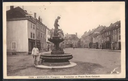 AK Senones /Vosges, Fontaine et Place Dom Calmet