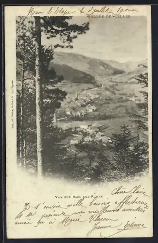 AK Raon-sur-Plaine, Vue sur le village entouré de montagnes et de forêts