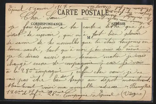 AK Épinal, Le Champ-du-Pin, vue sur les bâtiments et la cheminée industrielle