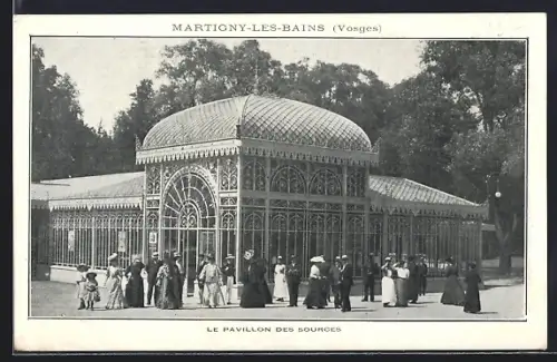 AK Martigny-les-Bains /Vosges, L`Établissement Hydrominéral et ses visiteurs élégants