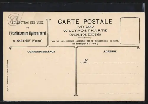 AK Martigny-les-Bains /Vosges, L`Établissement Hydrominéral et ses visiteurs élégants