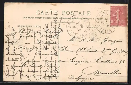 AK Vittel, La Grande Source avec des visiteurs élégants autour de la fontaine