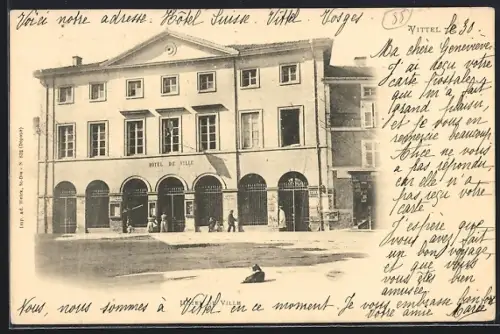 AK Vittel, Hôtel de Ville avec place animée