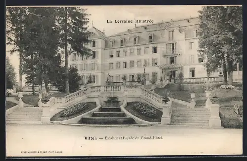AK Vittel, Escalier et facade du Grand-Hôtel