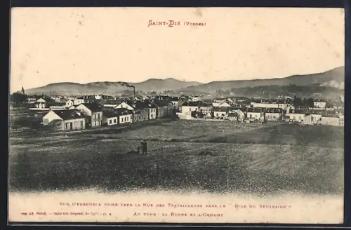 AK Saint-Dié /Vosges, Vue générale vers la Rue des Travailleurs et le Bois du Séminaire