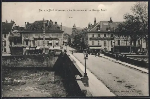 AK Saint-Dié /Vosges, La Meurthe et le Grand Pont